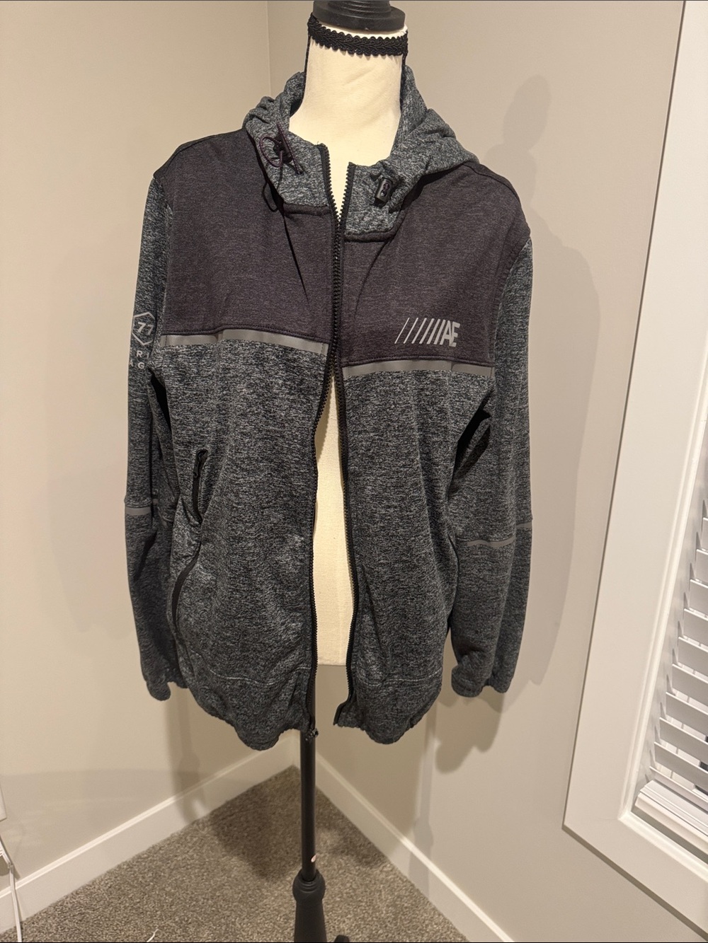 American Eagle Outfitters Dark Gray Hooded Zip Jacket